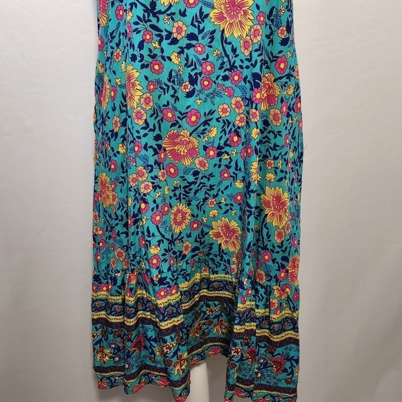 Qearal Women SZ S Floral Print Sleeveless Adjustable Strap Pockets Dress Beach - Picture 4 of 16